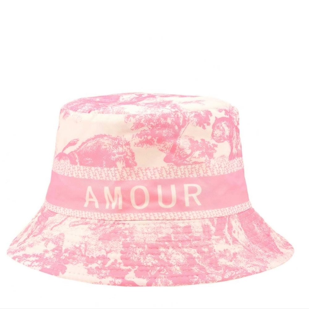 #590 It's All About The Bucket Hat! Pink Trendy Tree and Amour Embroidery Hat